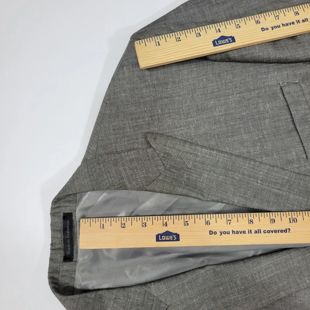 Calvin Klein Men's Sport‎ Coat Blazer Two Button Gray Herringbone Linen Wool 46R